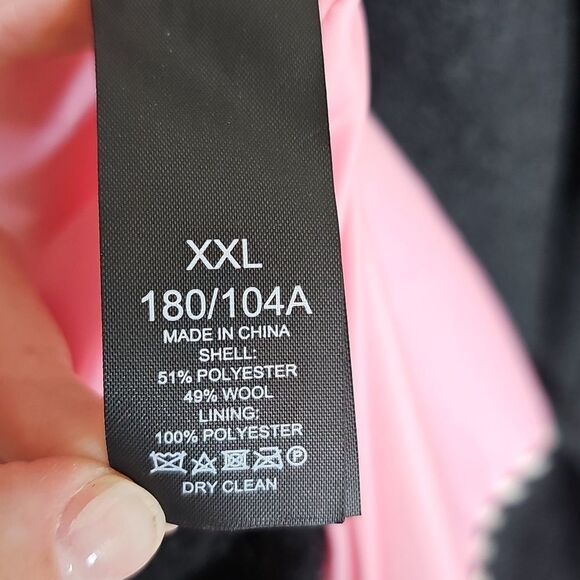 Kate Spade XXL Black Wool Blend Double Breasted Pea Coat With Bow Welt Pockets - Picture 7 of 11